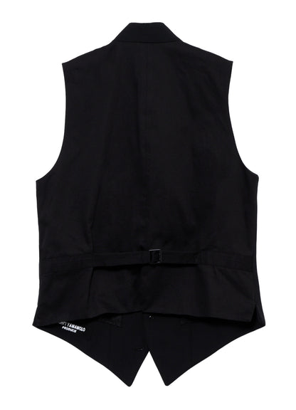WOOL GABARDINE LAYERD LAPEL VEST