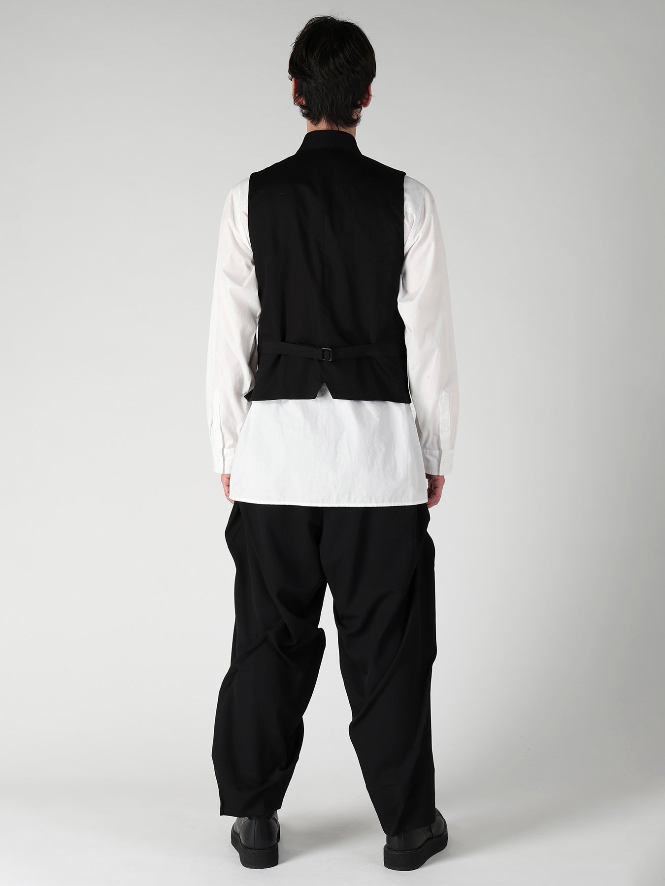 WOOL GABARDINE LAYERD LAPEL VEST