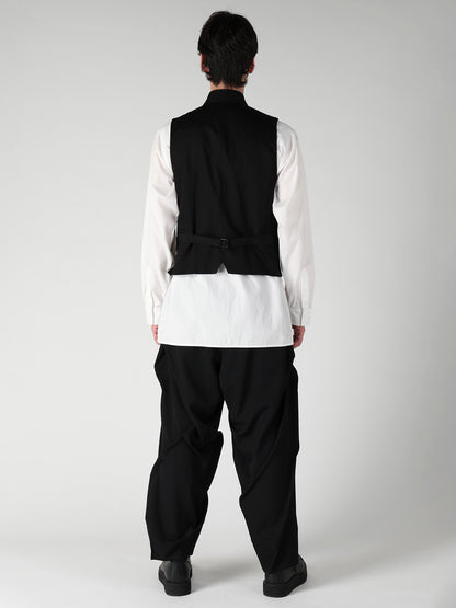 WOOL GABARDINE LAYERD LAPEL VEST