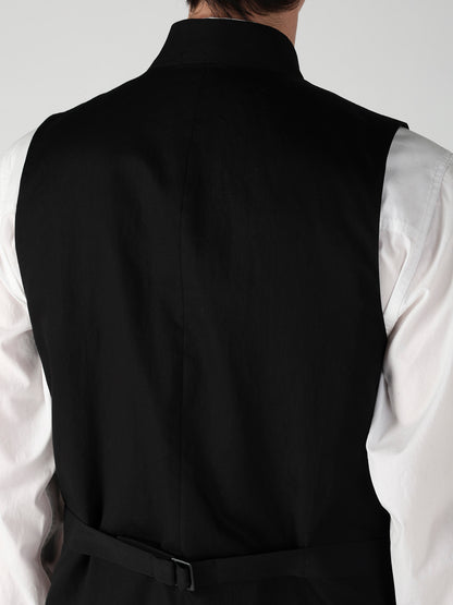 WOOL GABARDINE LAYERD LAPEL VEST