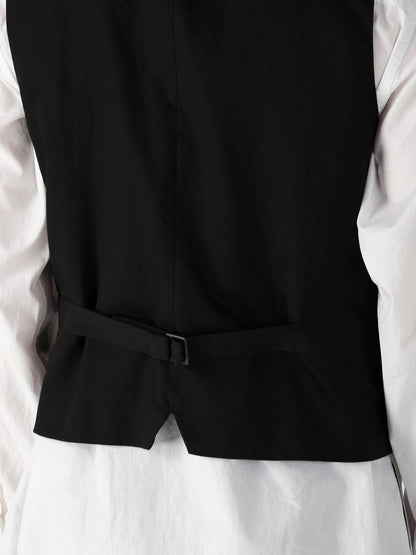WOOL GABARDINE LAYERD LAPEL VEST