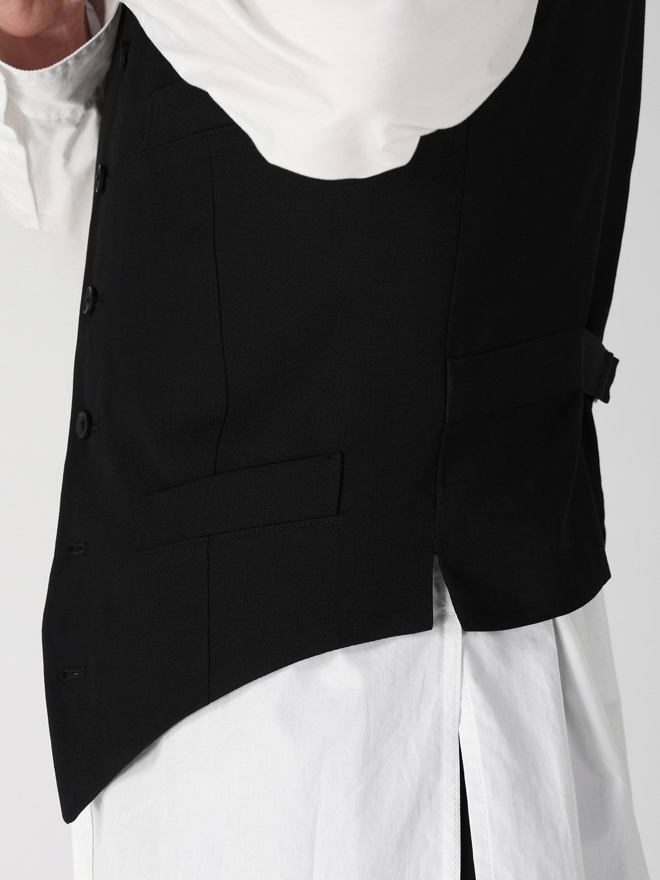 WOOL GABARDINE LAYERD LAPEL VEST