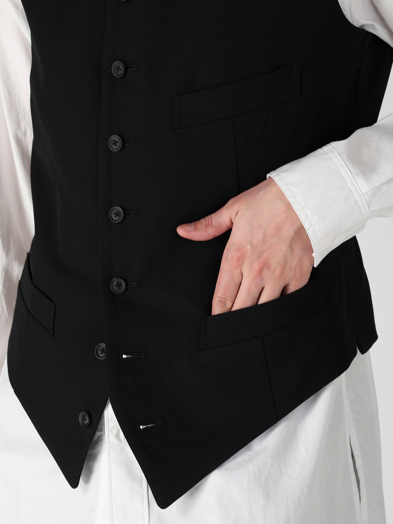 WOOL GABARDINE LAYERD LAPEL VEST – THE SHOP YOHJI YAMAMOTO