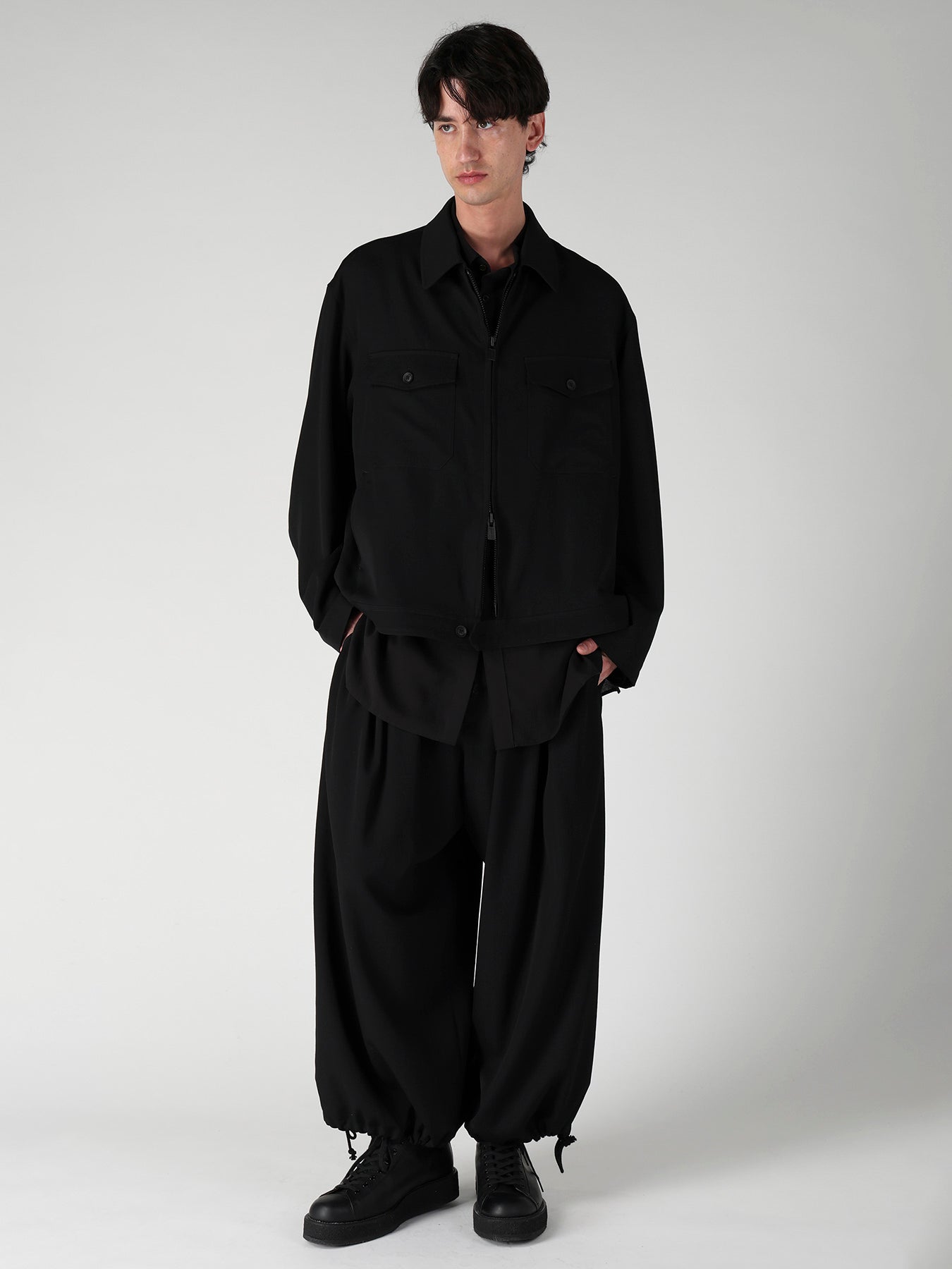 WOOL GABARDINE OUTER POCKET BLOUSON