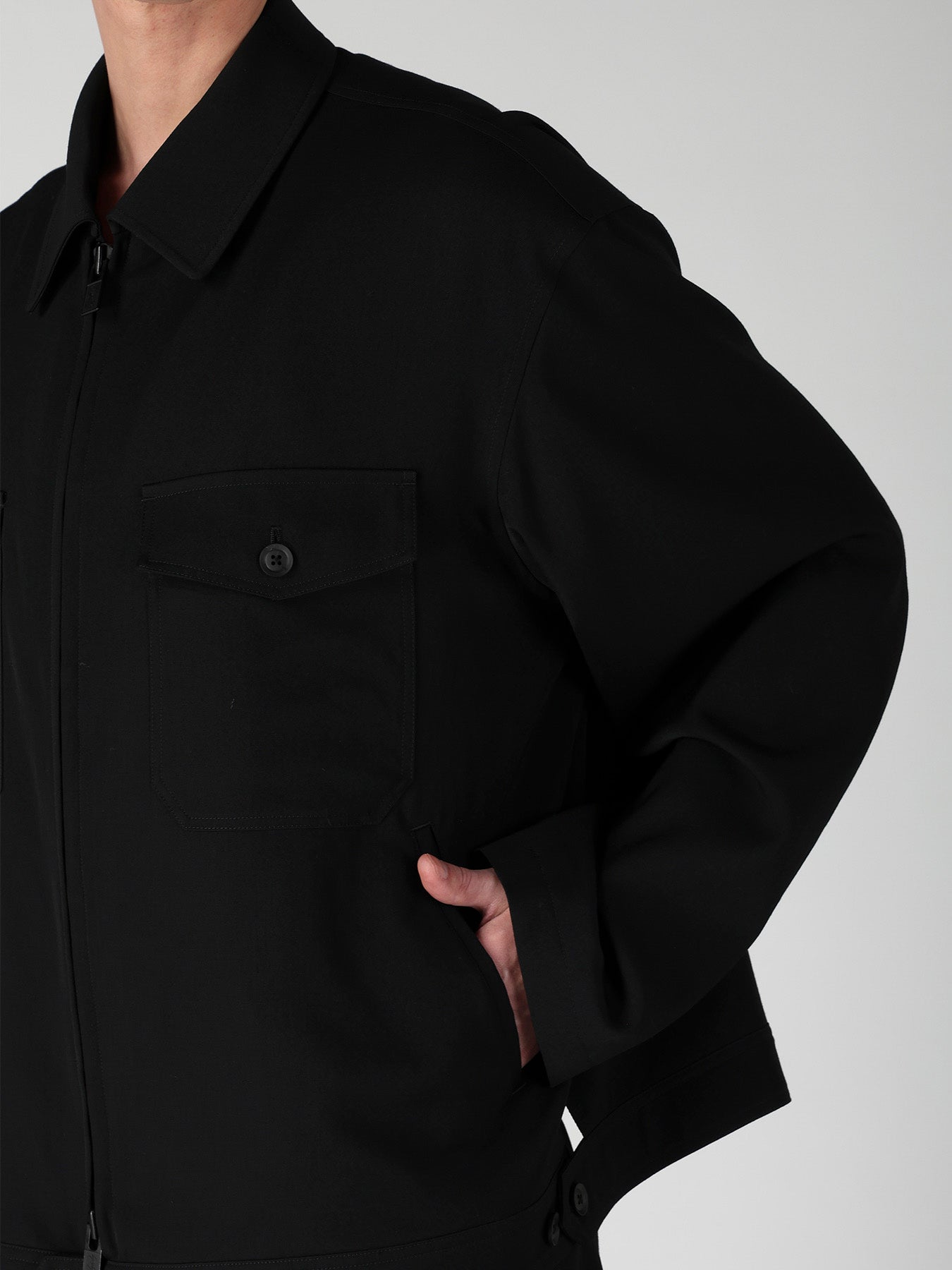WOOL GABARDINE OUTER POCKET BLOUSON