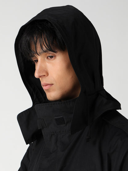 NY SPUN GABARDINE BLACK PACKABLE HOOD BLOUSON