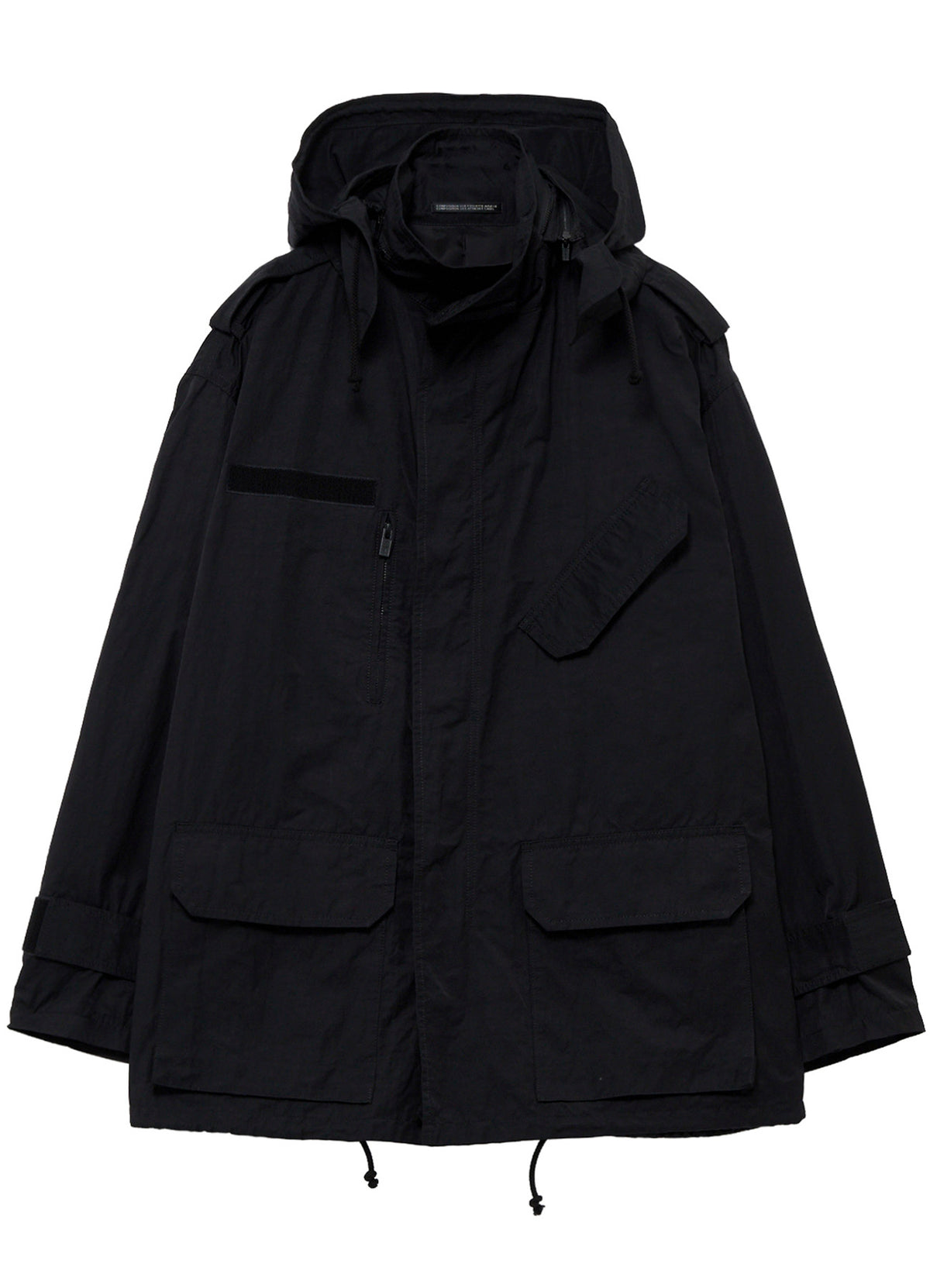NY SPUN GABARDINE BLACK PACKABLE HOOD BLOUSON