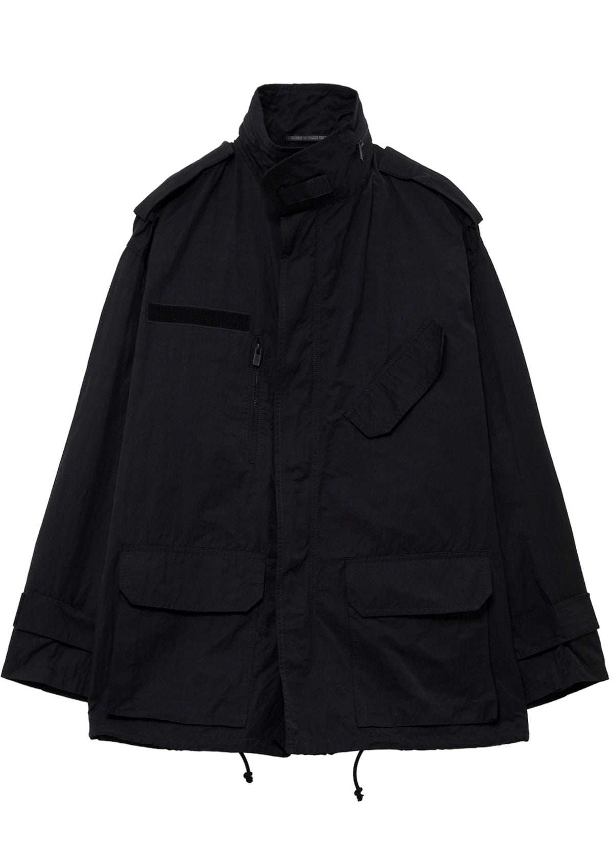 NY SPUN GABARDINE BLACK PACKABLE HOOD BLOUSON