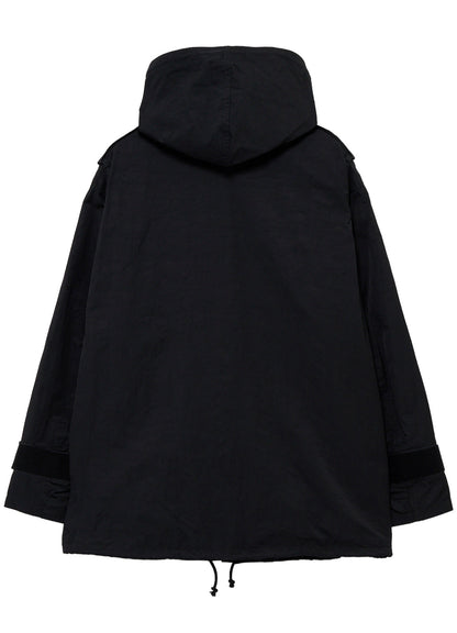 NY SPUN GABARDINE BLACK PACKABLE HOOD BLOUSON