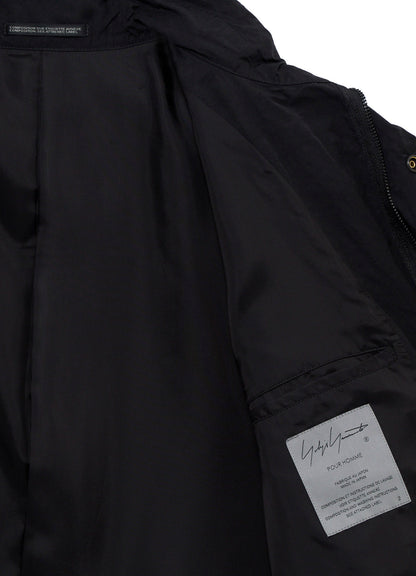 NY SPUN GABARDINE BLACK PACKABLE HOOD BLOUSON