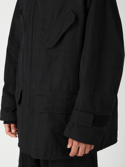 NY SPUN GABARDINE BLACK PACKABLE HOOD BLOUSON