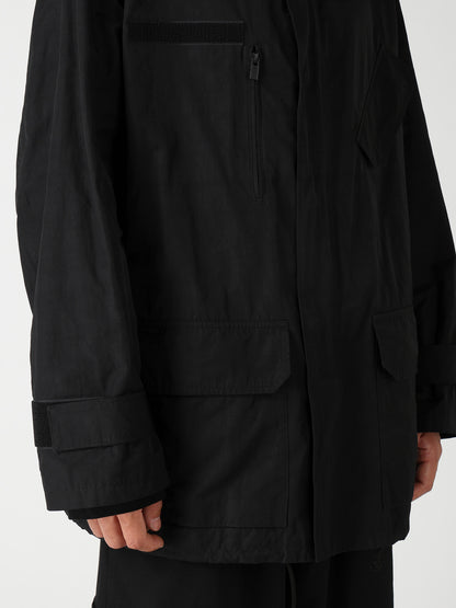 NY SPUN GABARDINE BLACK PACKABLE HOOD BLOUSON