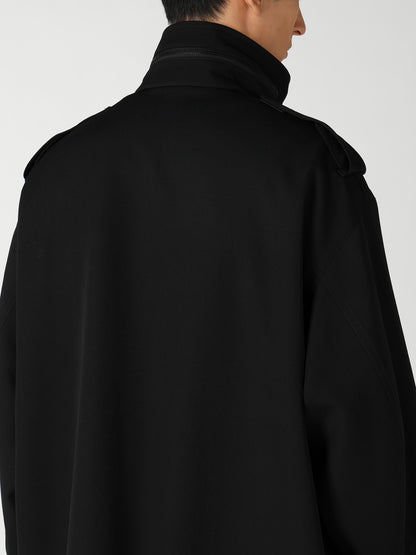 WOOL GABARDINE PACKABLE HOOD BLOUSON