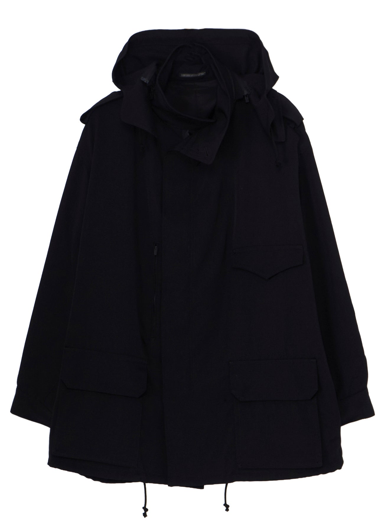 WOOL GABARDINE PACKABLE HOOD BLOUSON