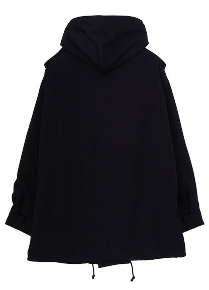 WOOL GABARDINE PACKABLE HOOD BLOUSON