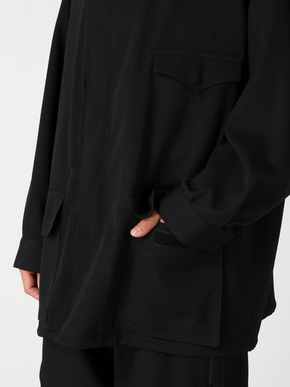 WOOL GABARDINE PACKABLE HOOD BLOUSON