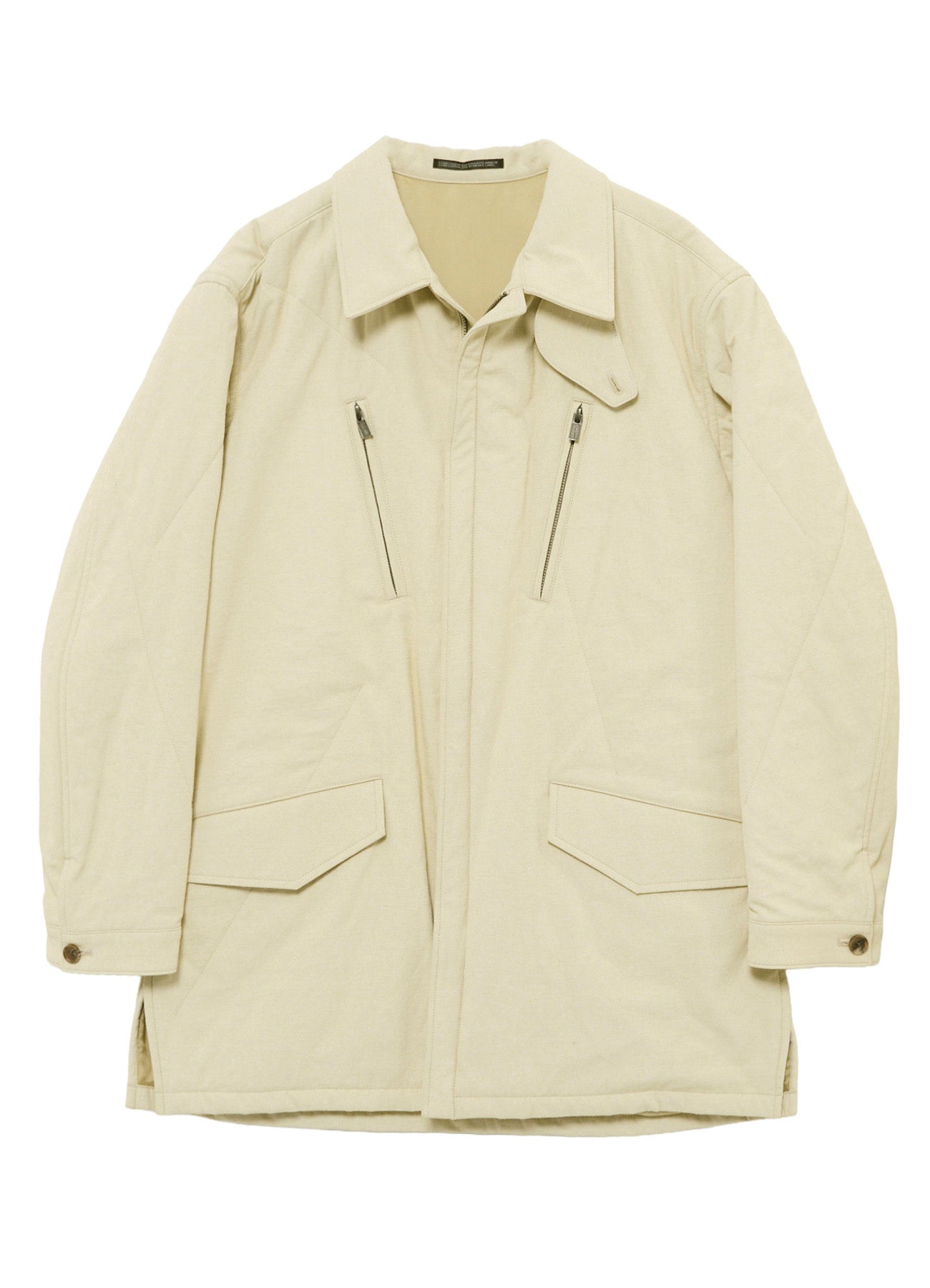 COTTON HEMP BACK SATIN PADDED ZIP BLOUSON