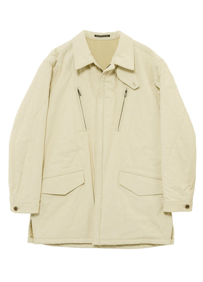 COTTON HEMP BACK SATIN PADDED ZIP BLOUSON