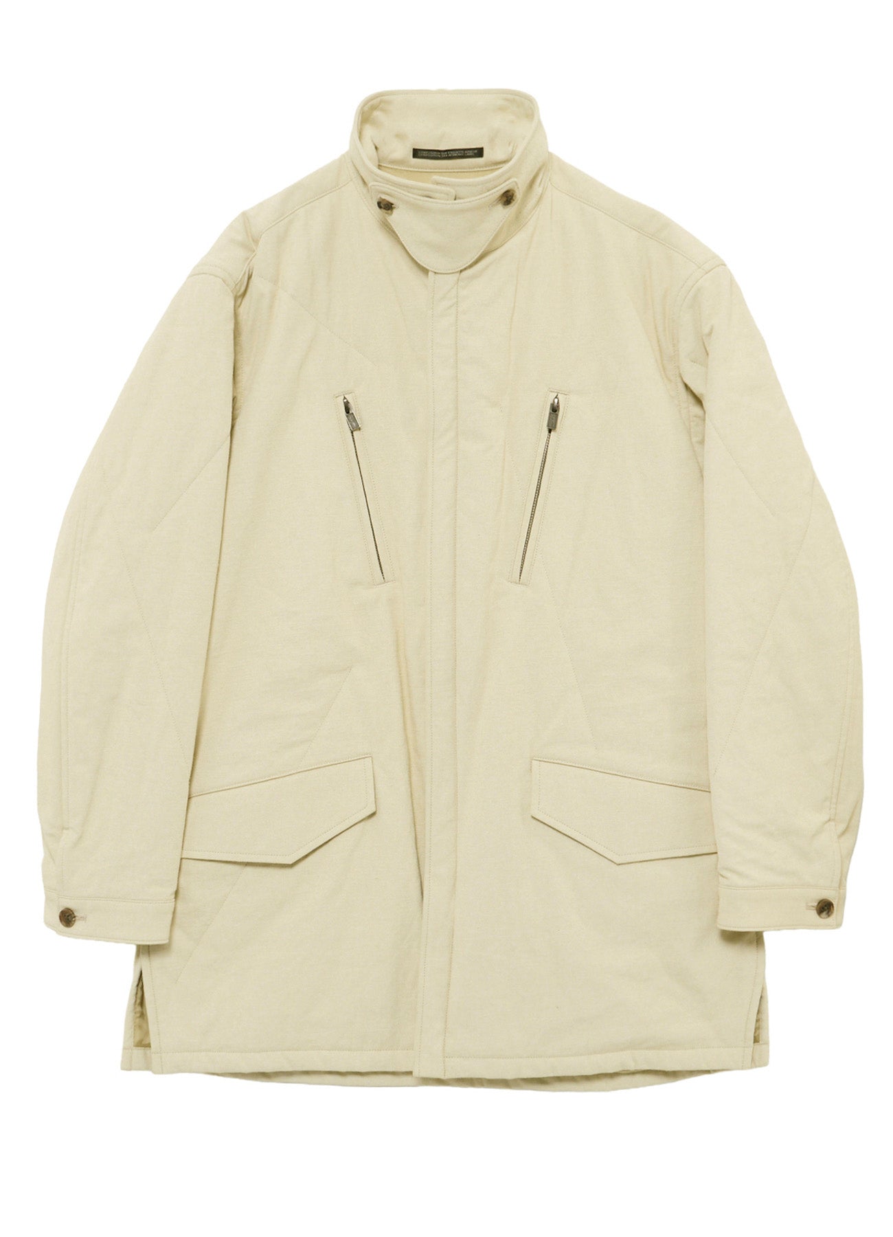 COTTON HEMP BACK SATIN PADDED ZIP BLOUSON