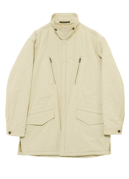 COTTON HEMP BACK SATIN PADDED ZIP BLOUSON