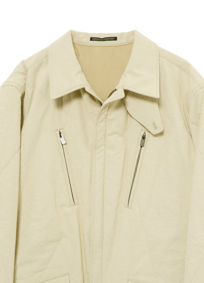 COTTON HEMP BACK SATIN PADDED ZIP BLOUSON