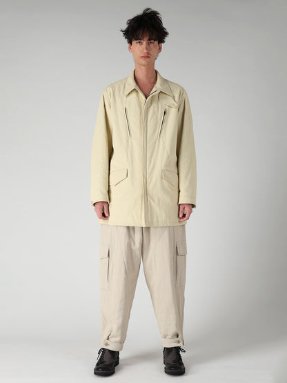 COTTON HEMP BACK SATIN PADDED ZIP BLOUSON