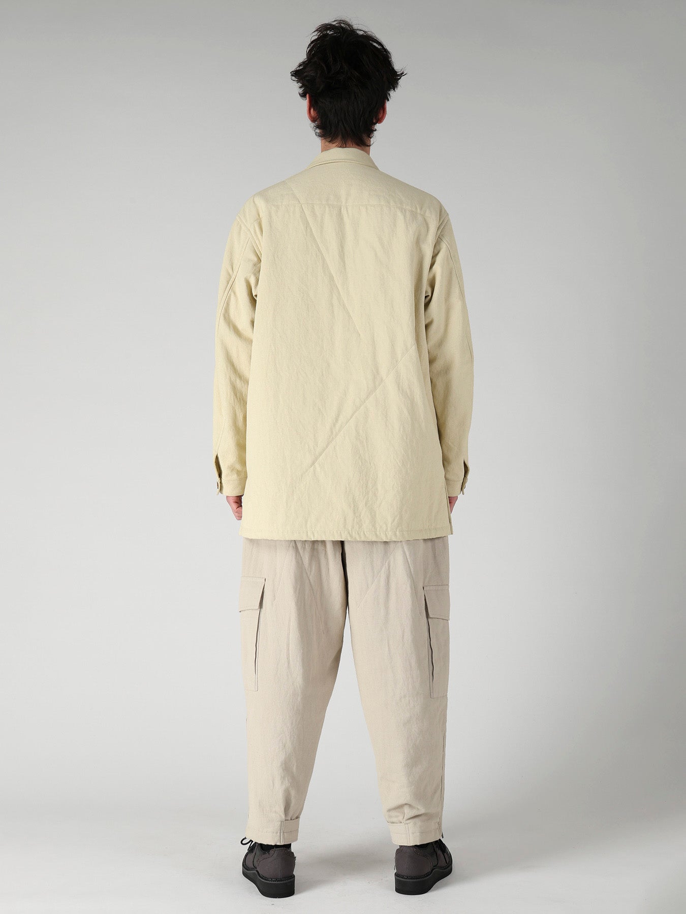COTTON HEMP BACK SATIN PADDED ZIP BLOUSON