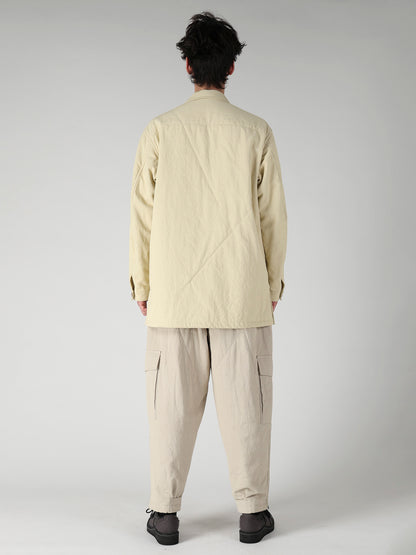 COTTON HEMP BACK SATIN PADDED ZIP BLOUSON