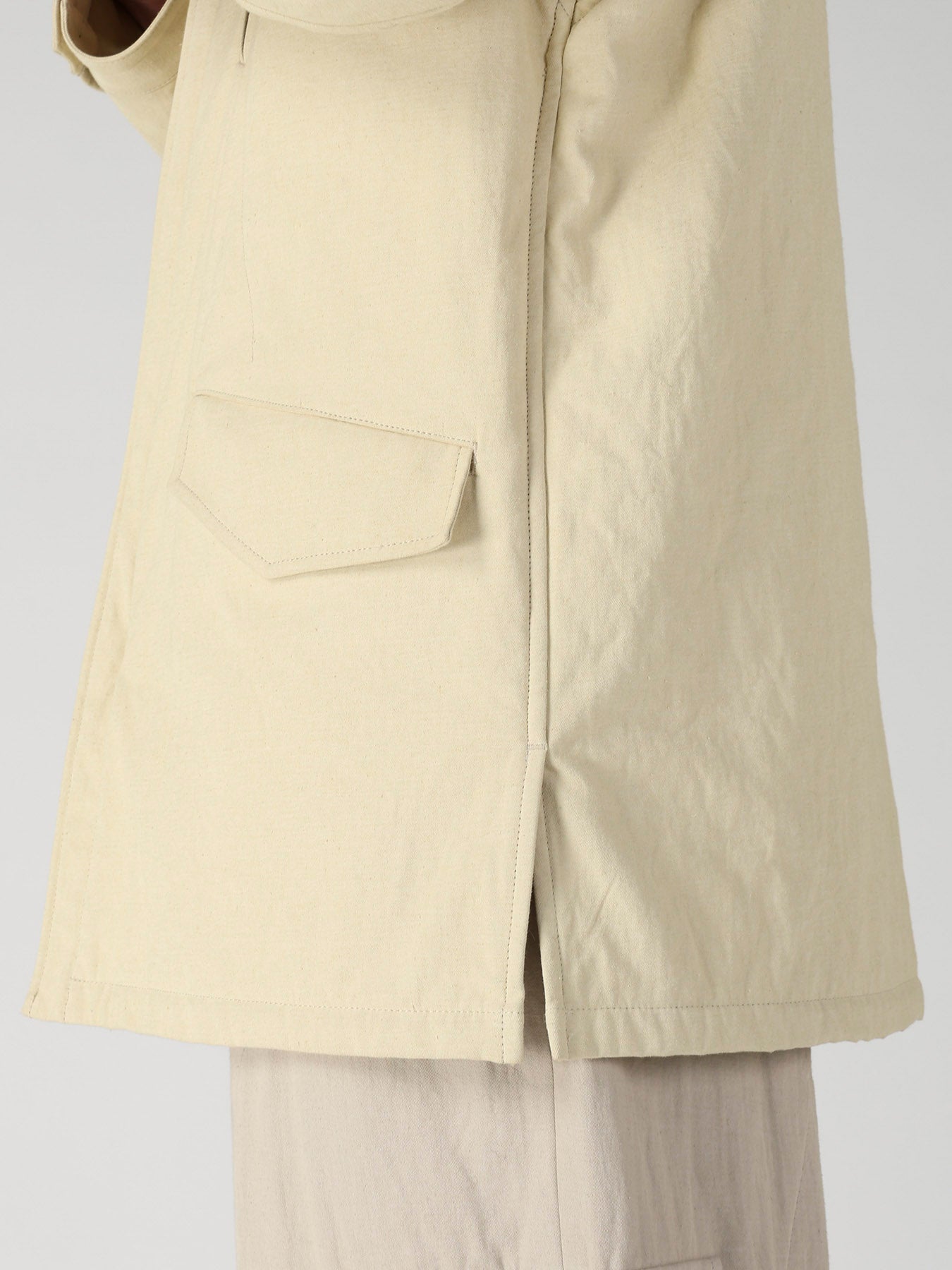 COTTON HEMP BACK SATIN PADDED ZIP BLOUSON