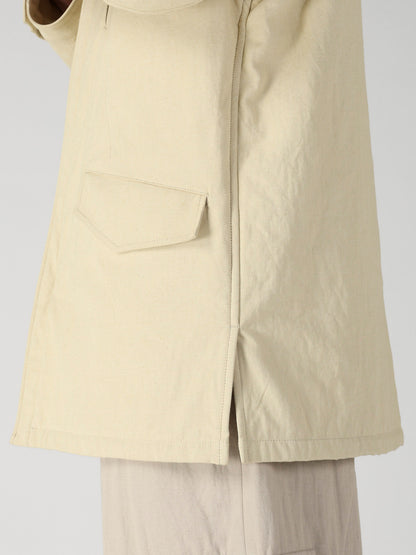 COTTON HEMP BACK SATIN PADDED ZIP BLOUSON
