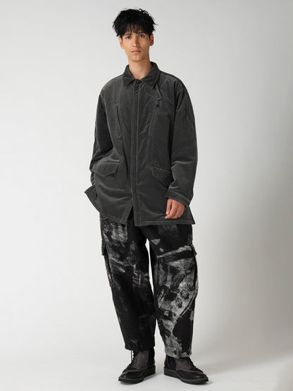 GREY VELVET PADDED BLOUSON