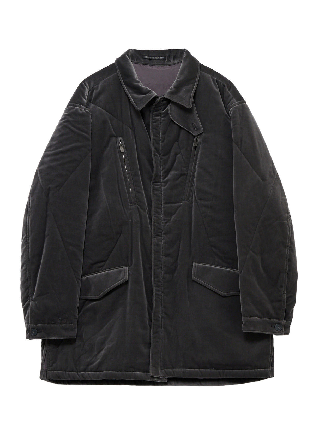 GREY VELVET PADDED BLOUSON