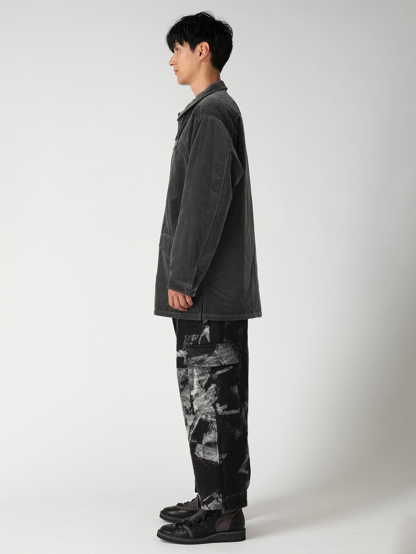GREY VELVET PADDED BLOUSON – THE SHOP YOHJI YAMAMOTO