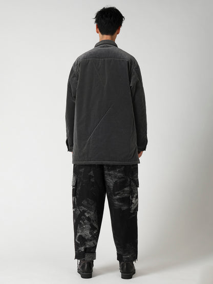 GREY VELVET PADDED BLOUSON