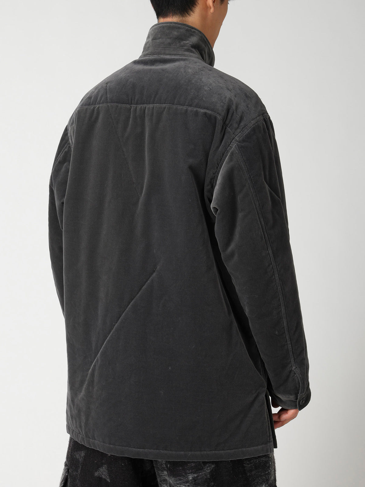 GREY VELVET PADDED BLOUSON