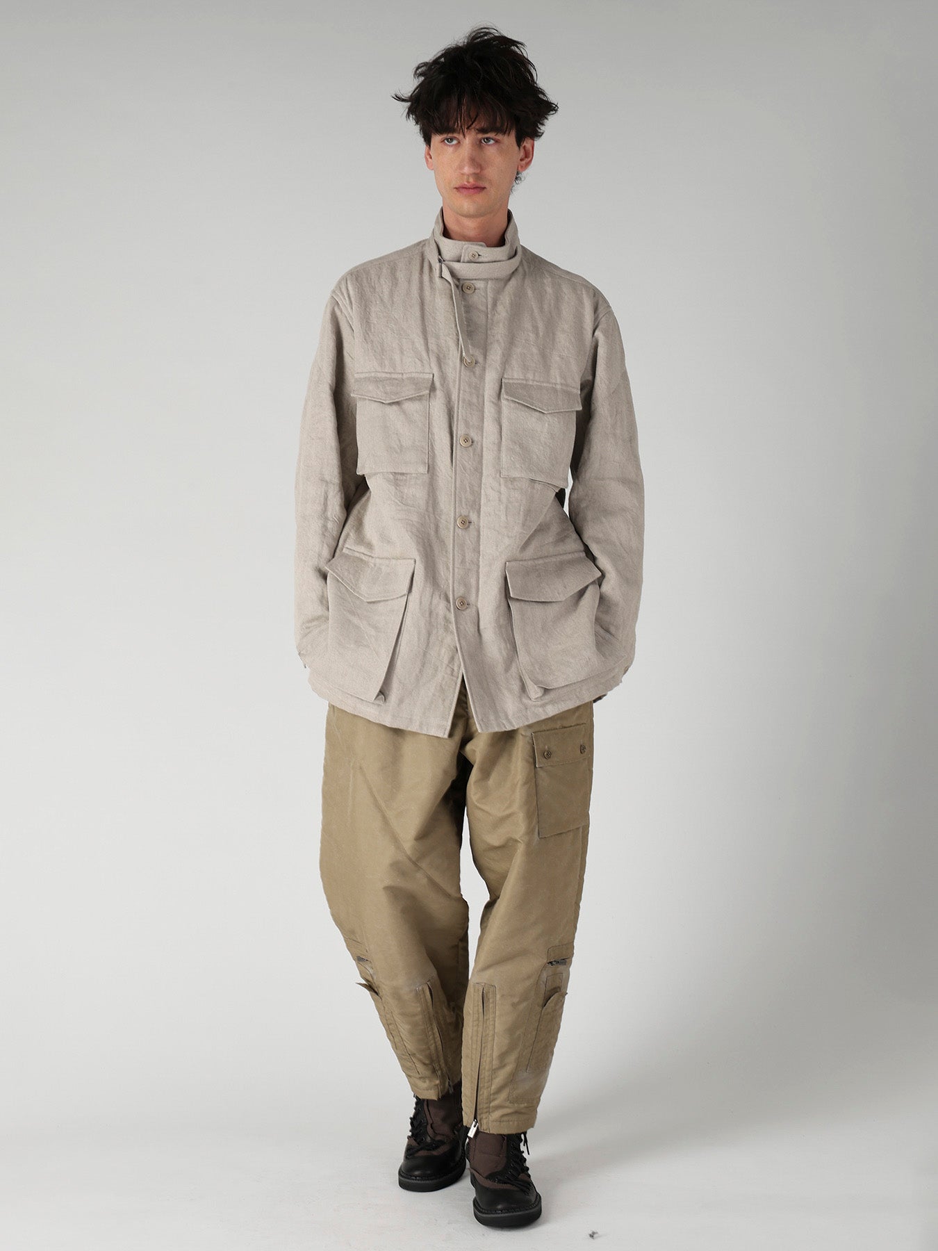 10OZ DENIM LINEN PADDED ARMY BLOUSON