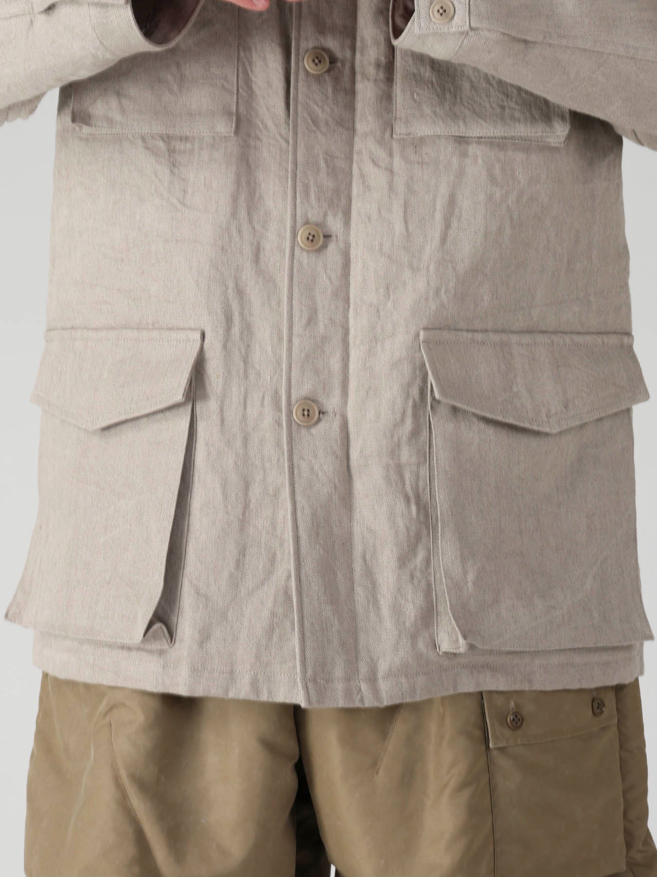 10OZ DENIM LINEN PADDED ARMY BLOUSON