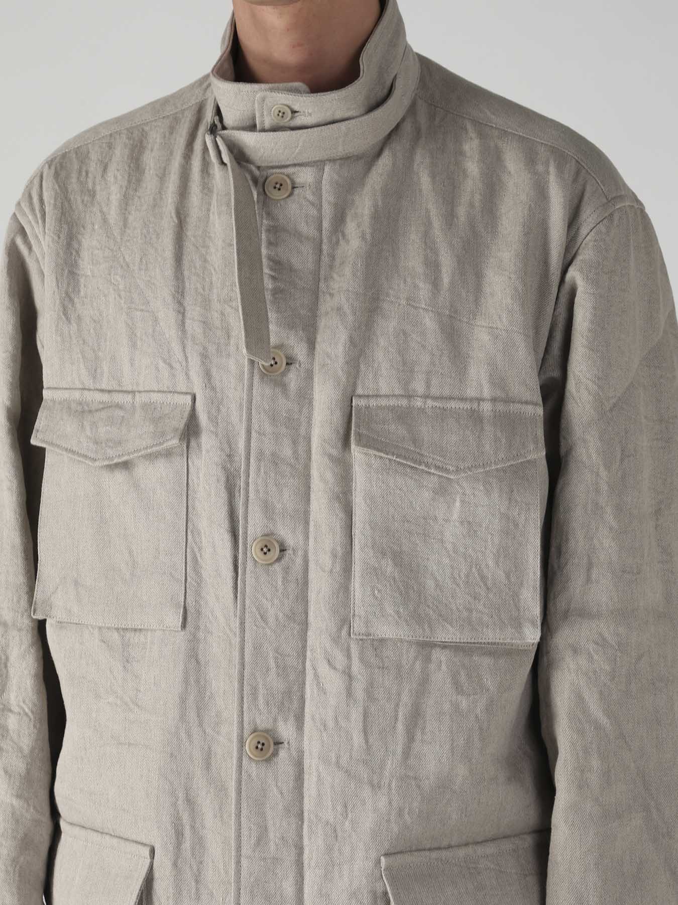 10OZ DENIM LINEN PADDED ARMY BLOUSON
