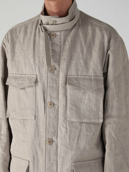 10OZ DENIM LINEN PADDED ARMY BLOUSON