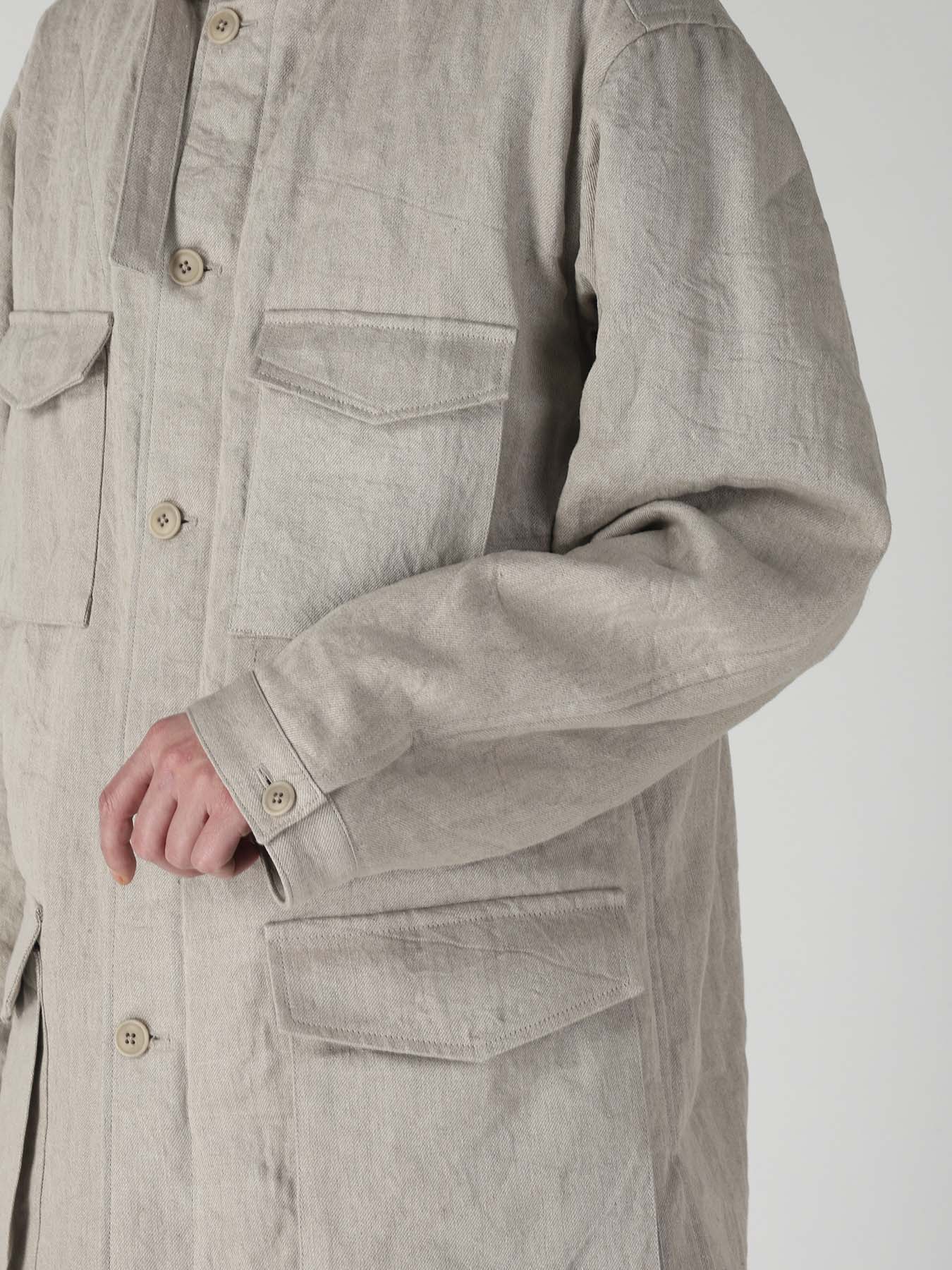 10OZ DENIM LINEN PADDED ARMY BLOUSON