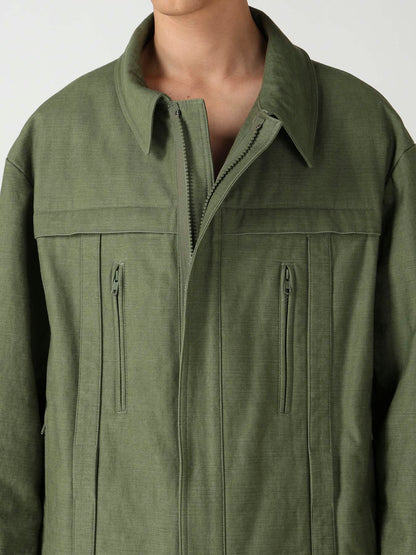 SLUB SATIN PADDED YOKE BLOUSON