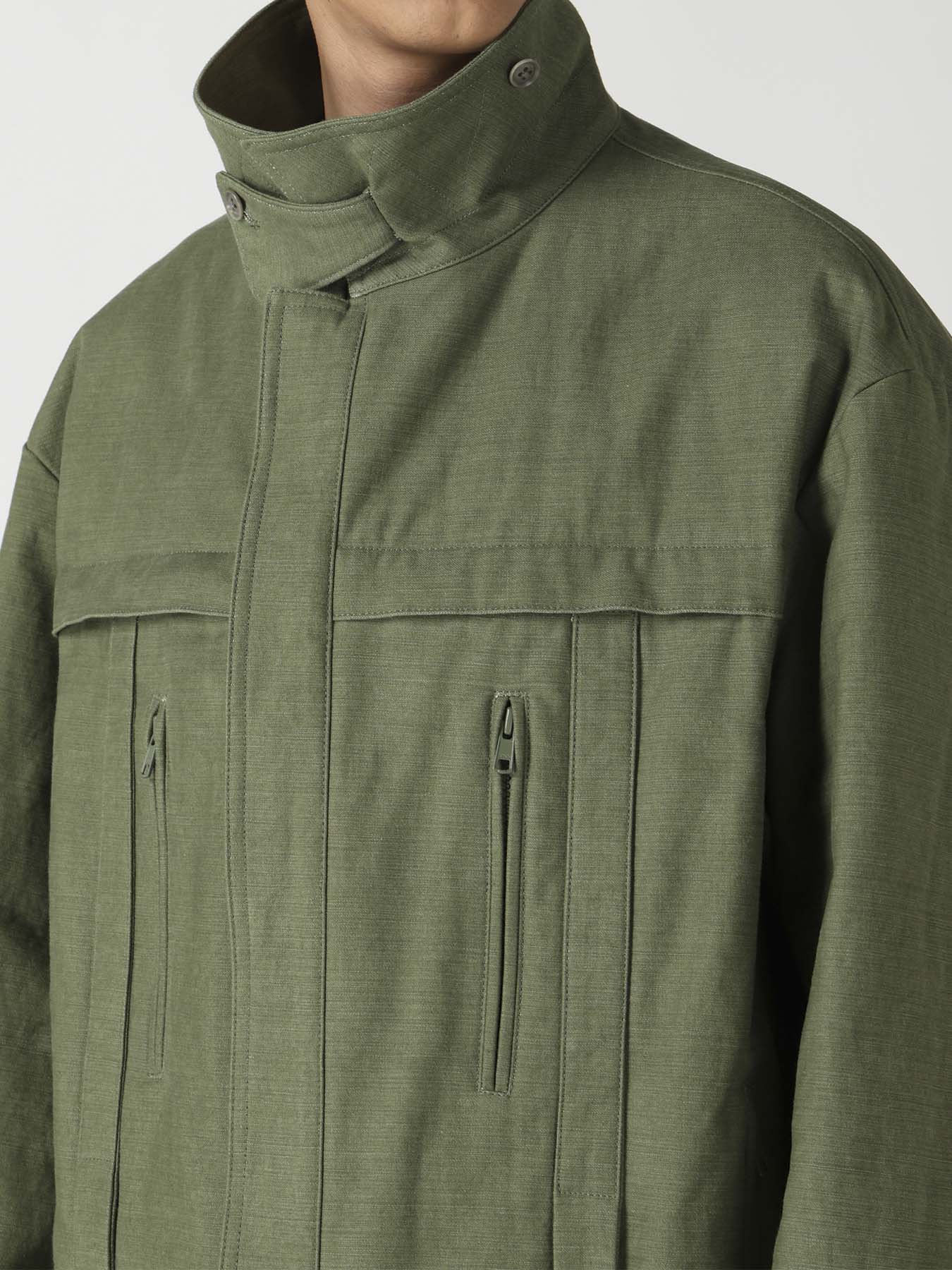 SLUB SATIN PADDED YOKE BLOUSON