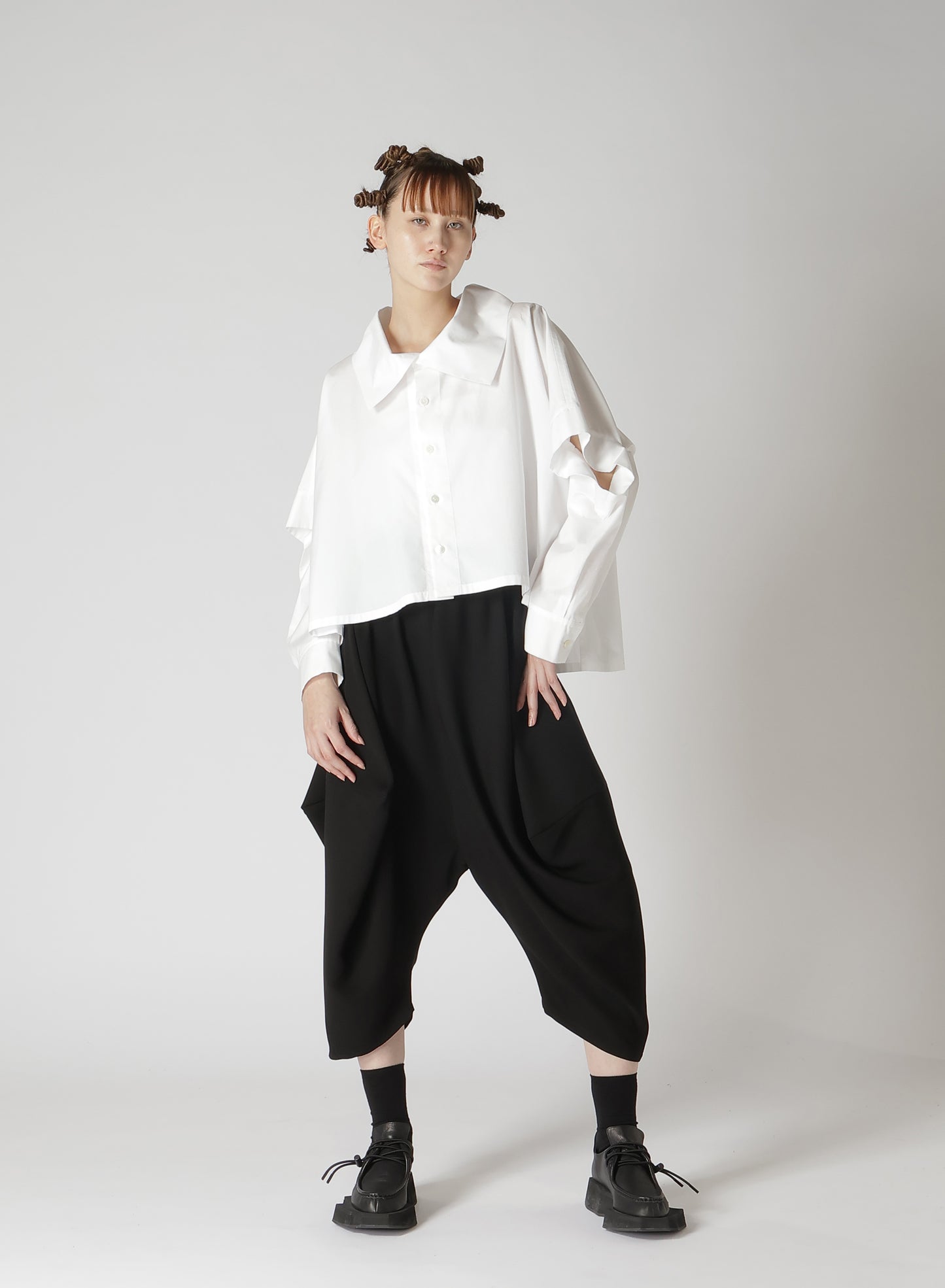 100/2 BROAD COTTON ELBOW SLIT SHIRT