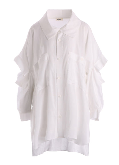 SOFT LAWN ELBOW SLIT LONG SHIRT