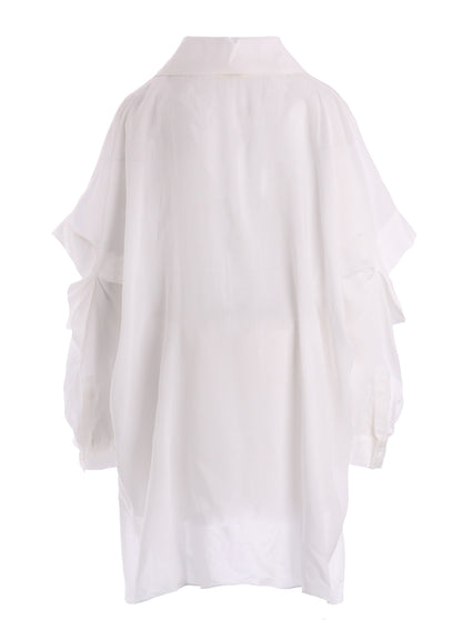 SOFT LAWN ELBOW SLIT LONG SHIRT