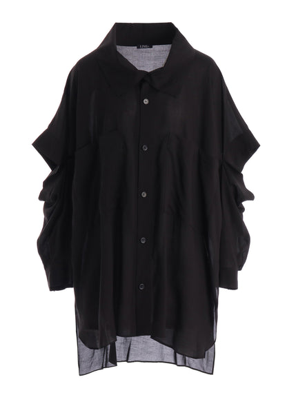 SOFT LAWN ELBOW SLIT LONG SHIRT