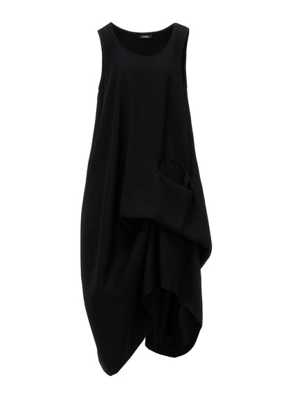 DOUBLE SATIN POCKET TUCK DRESS