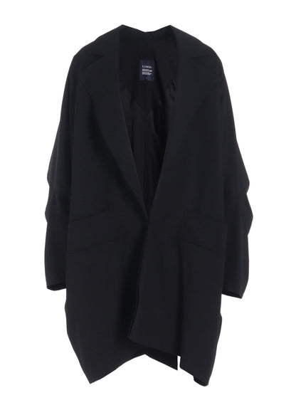 WOOL GABARDINE ELBOW PATCH LONG JACKET