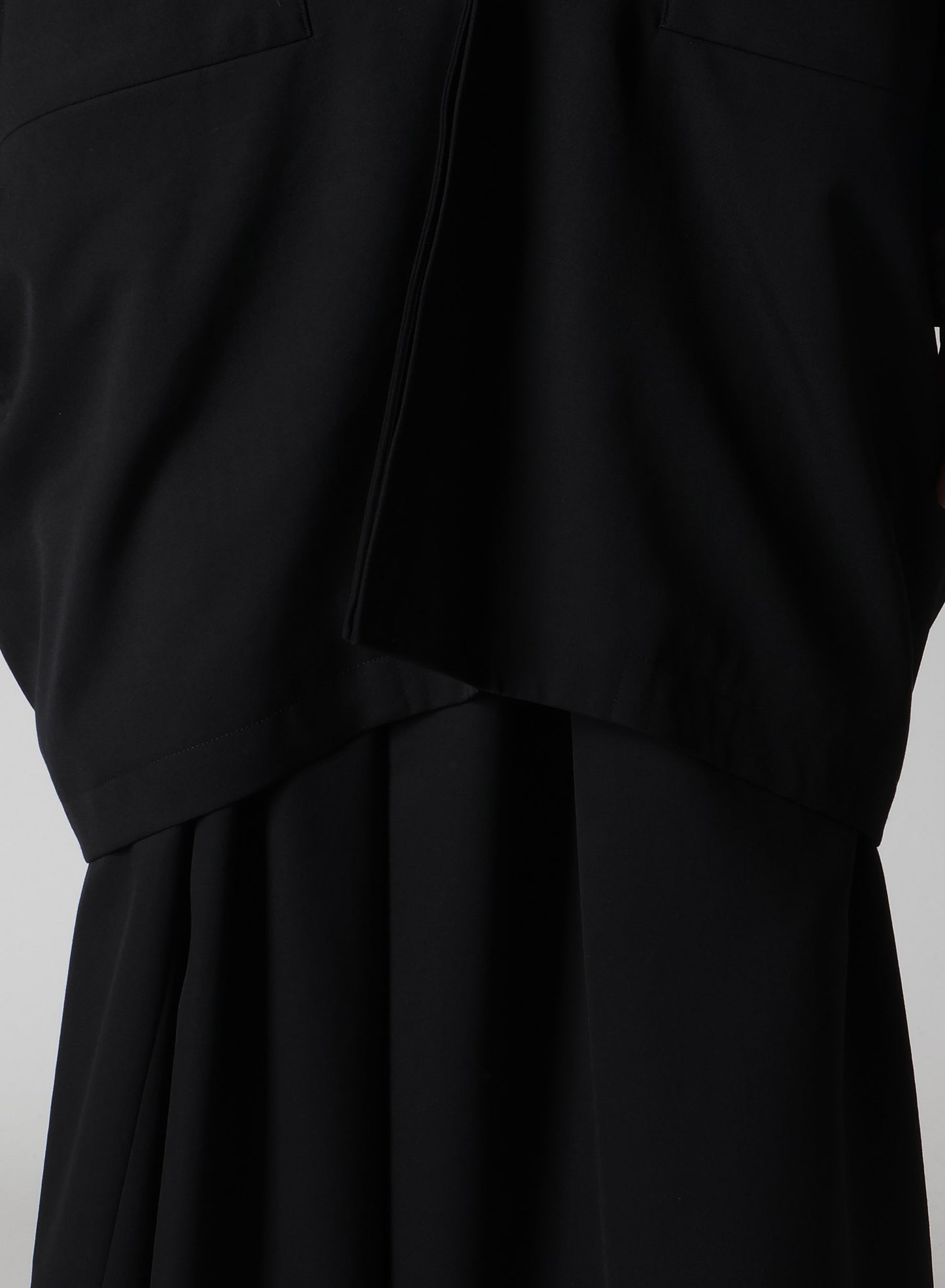 WOOL GABARDINE ELBOW PATCH LONG JACKET