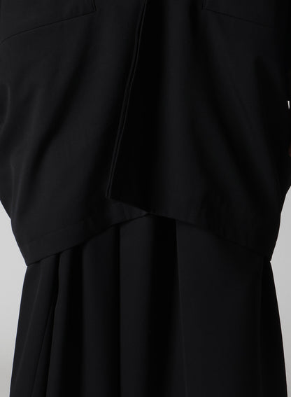 WOOL GABARDINE ELBOW PATCH LONG JACKET